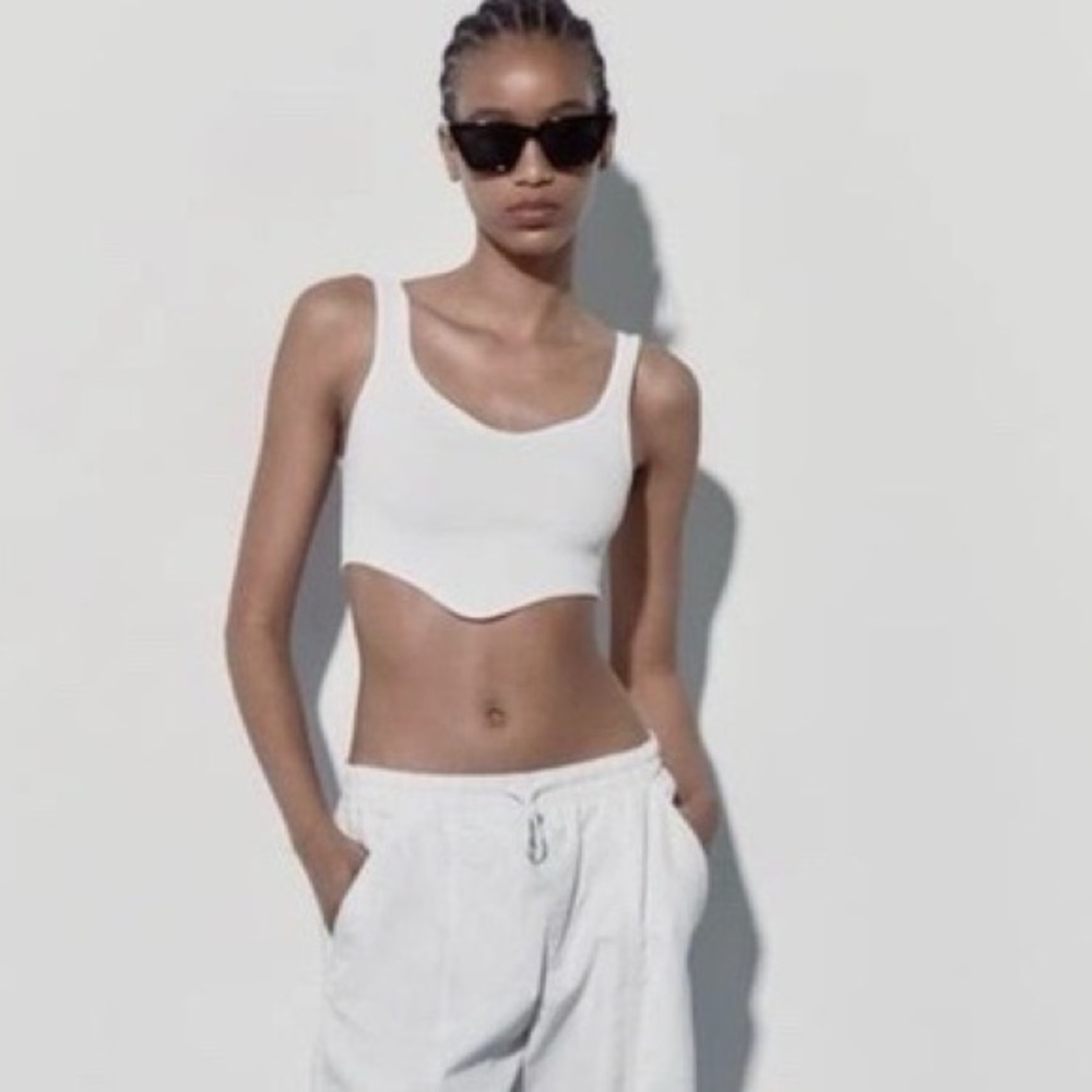 Zara NWT! White Seamless Corset Top Size M-L - Picture 1 of 13